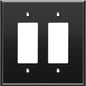 LIDER Double Decorator Wall Plate, Impact Resistant, Mirrored, Plexiglass Dual Outlet Cover or Light Switch Cover, Acrylic, Reflective Finish, Modern, Oversized 2-Gang 5.25" x 5.25", Black