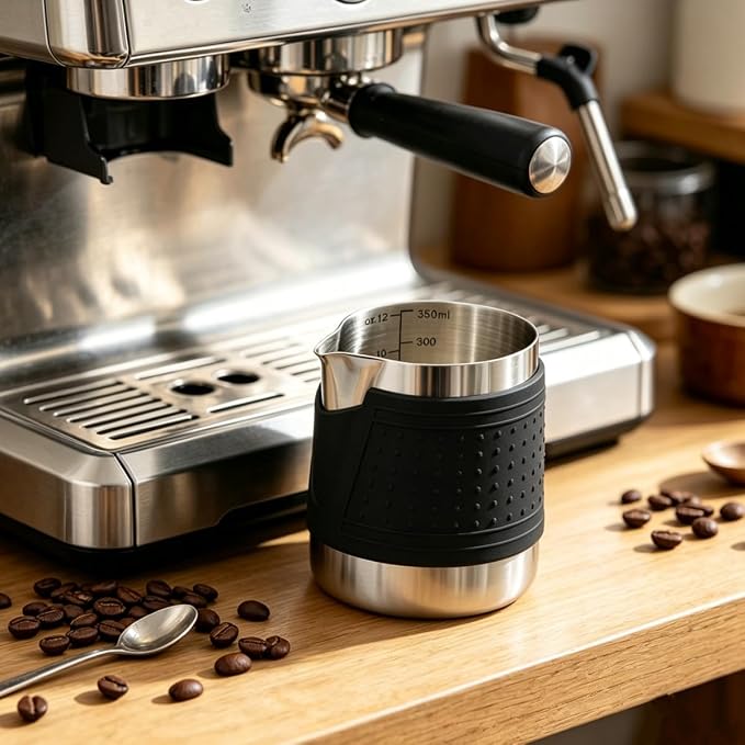 Milk Frothing Pitcher, 350ml/12oz Espresso Steaming Pitchers, Stainless Steel - Image 6