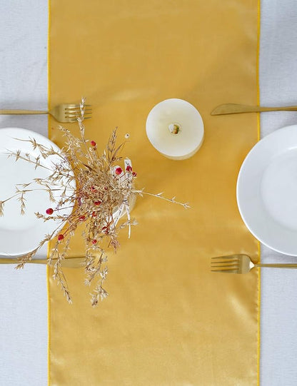 Gold Satin Table Runners 10 Pack 12x108 inch Silk Smooth Fabric | Bright Satin - Image 6