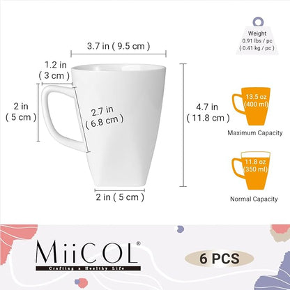 Miicol Porcelain Coffee Mugs Set of 6, Large Coffee Cups 14 oz, Ceramic Mugs - Image 3