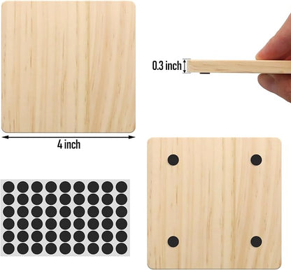 12 Pack 4 Inch Unfinished Square Wood Coasters - Image 2
