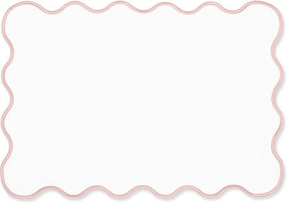 Hofdeco Premium Coastal Patio Indoor Outdoor Placemat Set of 4, 14"x19" Double-Layered, Waterproof Cloth Placemat for Kitchen or Dining Table. Blush Pink Embroidered Solid A