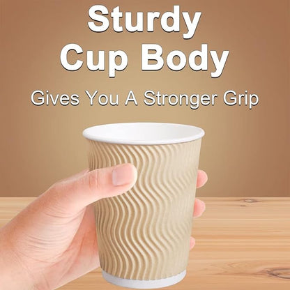 Hot Paper Cups 16 oz Disposable Insulated Corrugated Sleeve Ripple Wall Paper - Image 2