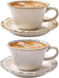 Vintage Porcelain Coffee Cup and Saucer Set, 12 OZ Ceramic Latte Mug by Unknown