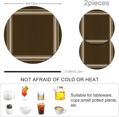 Dark Brown Coasters Set of 2 Absorbent Coasters - Image 3