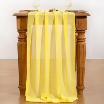 Yellow Chiffon Table Runner Summer Boho Wedding Birthday Party Decor | 14ft - Image 4