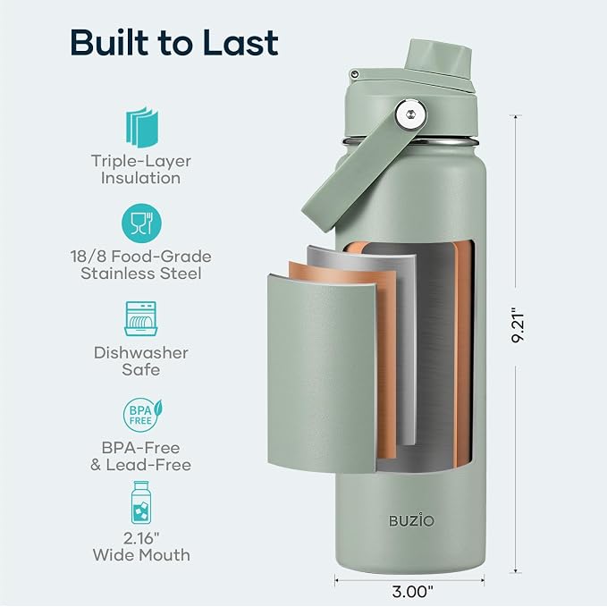 BUZIO 24 oz Insulated Stainless Steel Water Bottle - Image 4