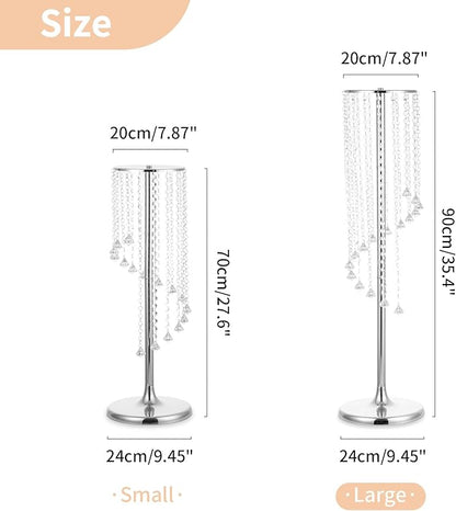 Nuptio 2 Pcs 35.4inch Tall Wedding Centerpieces Silver Vases Crystal Flower Vase Metal Flowers Stand for Party Tables Decorations - Elegant Bulk Weddings Decoration Table Chandelier Centerpiece stands