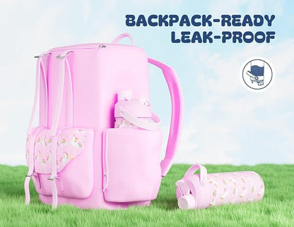18 oz Kids Water Bottle for Girls: BPA-Free, Easy Carry, Durable Straw Spout Lid - Image 4