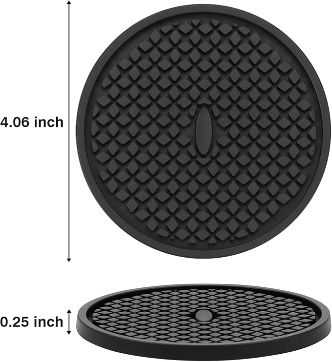 3 Pack Silicone Coasters for Drinks, Thickened Black Coaster - Image 2