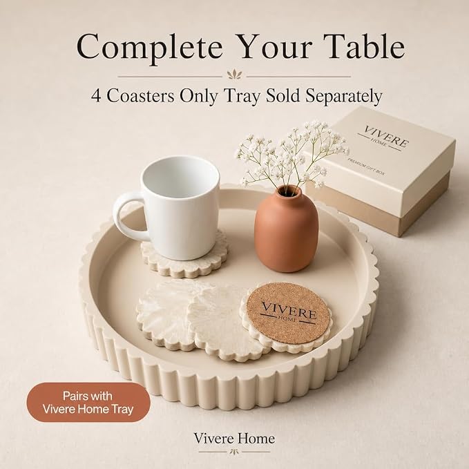 Concrete Stone Coasters Set of 4, Coffee Table Decor, Cute Coasters - Image 8