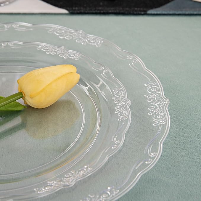 U-QE 60PCS Clear Plastic Plates - Image 3