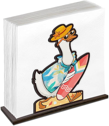 Beach Duck Design Wooden Napkin Holder by Unknown