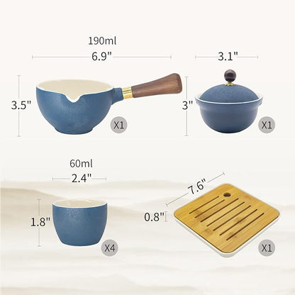LURRIER Porcelain Chinese Gongfu Tea Set, Portable Teapot Set - Image 2