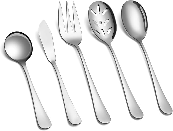 SHARECOOK 5-Piece 18/0 Stainless Steel Serving Set, Large Hostess Set by Sharecook