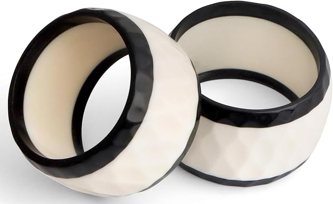 Black White Epoxy Resin Napkin Rings Set of 12 | Premium epoxy resin, - Image 5