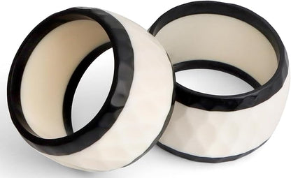 Black White Epoxy Resin Napkin Rings Set of 12 | Premium epoxy resin, - Image 5