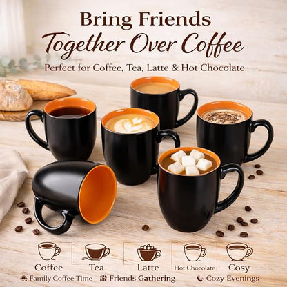 GBhome 16 oz Coffee Mugs Set of 6, Ceramic Coffee Cups- Orange - Image 8