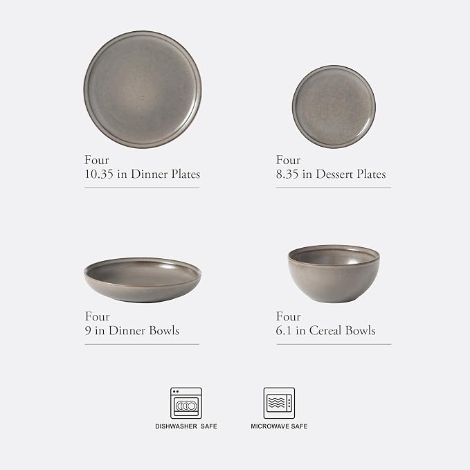 Gibson Elite Beckett Stoneware Matte Reactive Glaze 16 Piece Plates and Bowls - Image 2