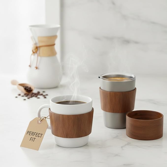 Office Desk & Home Coffee Station Accessory, Wooden Cup Sleeve - Image 2