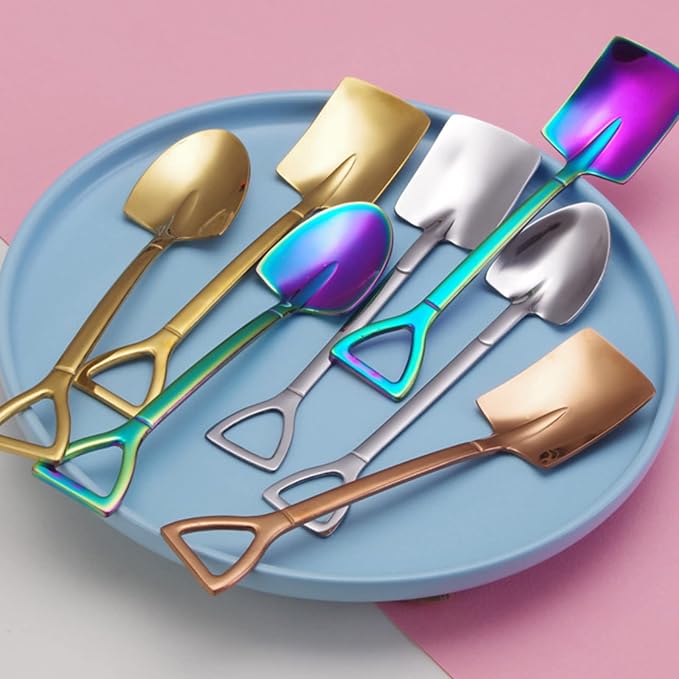 10Pcs Shovel Spoons Stainless Steel Spoon Reusable Dessert Spoons - Image 7
