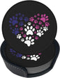 6 Pcs Cat Dog Paw Prints Heart Leather Coasters by NiuKom