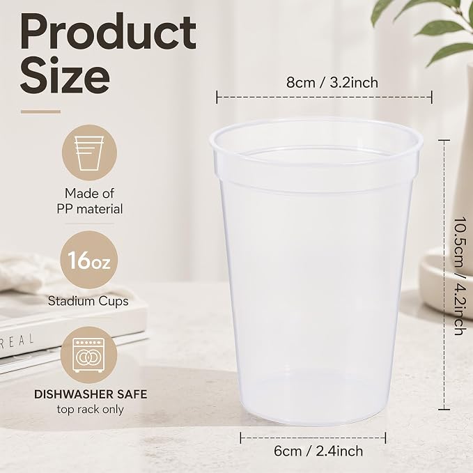Yungyan 24 Pack 12 oz Stadium Cups Reusable Plastic Cups Blank Drink Stadium - Image 2
