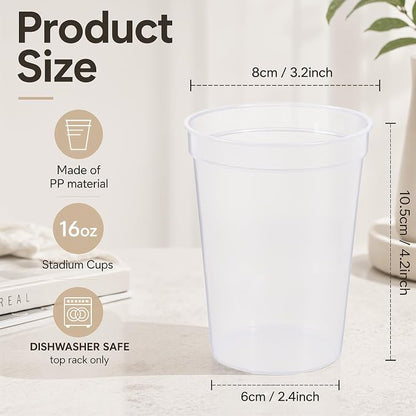 Yungyan 24 Pack 12 oz Stadium Cups Reusable Plastic Cups Blank Drink Stadium - Image 2