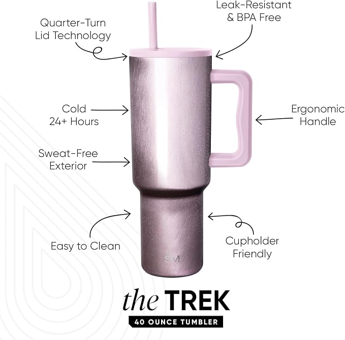 Simple Modern Tumbler with Handle and Straw | 40oz | Cateye | Trek Tumbler - Image 2
