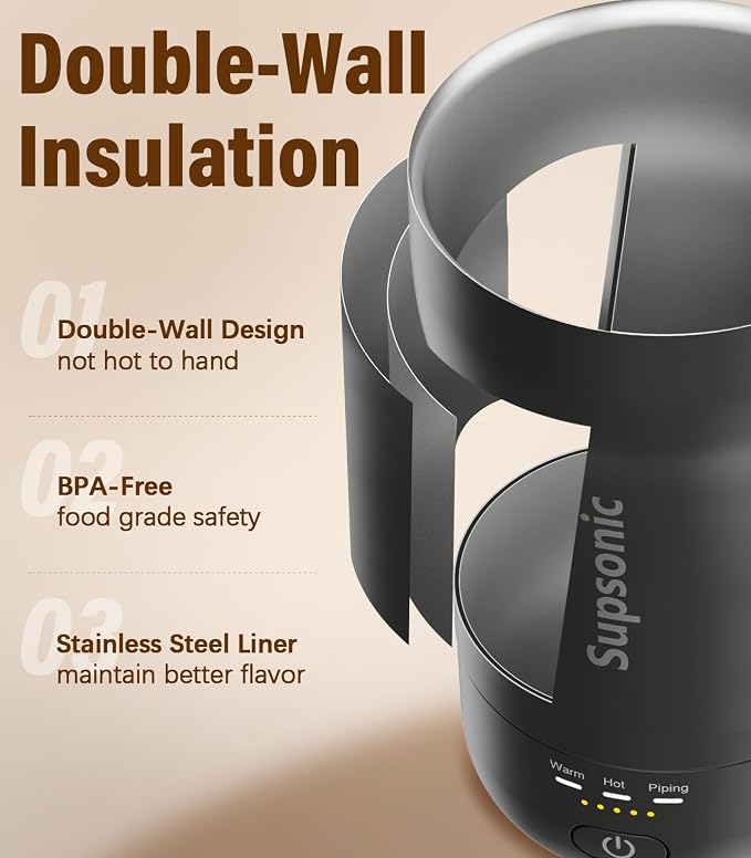 Supsonic Heated Coffee Mug, 14oz Smart Constant Temperature Travel Mug | Heat - Image 6
