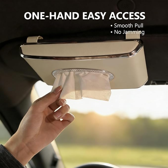 Faux Leather Car Tissue Box for Car Interior, Armrest & Back Seat Napkin - Image 6