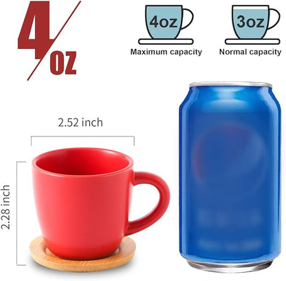 HASENSE Espresso Cups and Saucers Set of 6, 3.5 OZ Demitasse Cups - Image 2