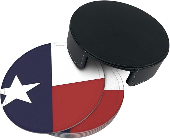 6 Pcs Texas Flag Lone Star Us American Flag Leather Coasters - Image 5
