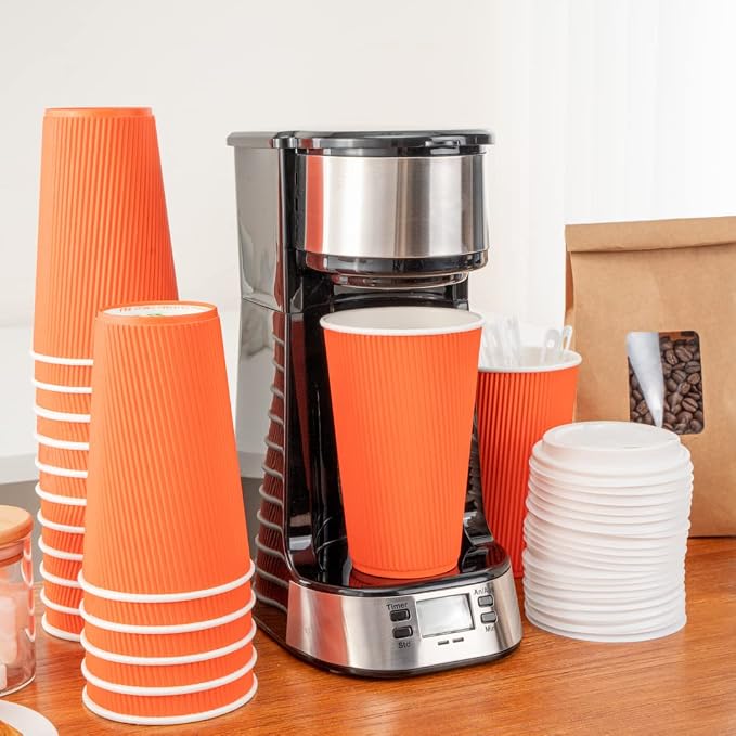Restaurantware 16 Ounce Ripple Wall Disposable Coffee Cups, 500 Insulated - Image 8