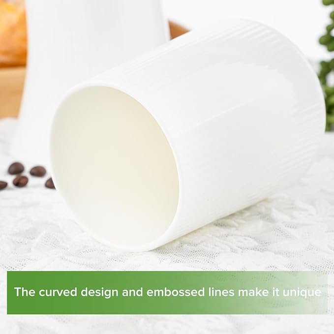 Novelty Curved and Embossed Stripes Body Design Bone China Cups Without Handle - Image 5