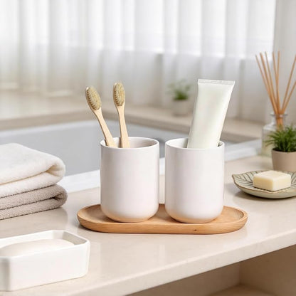 Gaolinci 2 Pcs Simple Solid Color Ceramic Mouthwash Cups, Bathroom Brushing Cup - Image 4