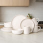 12-Piece Stoneware Dinnerware Set with Mugs | Microwave and Dishwasher Friendly | Stackable Matte Glaze Plates & Bowls | Service for 3 (White for 3)