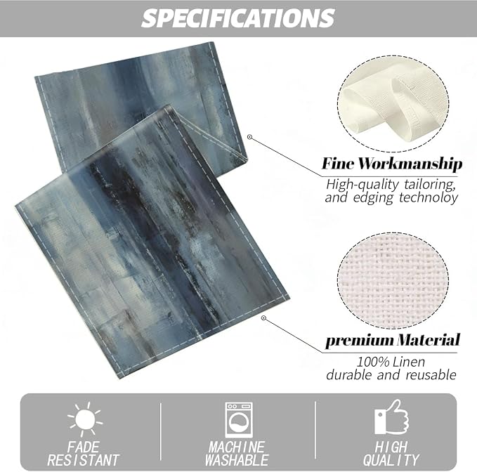 Blue Grey Table Runners Modern Art Farmhouse Linen Table Runners | Dresser - Image 2