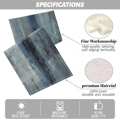 Blue Grey Table Runners Modern Art Farmhouse Linen Table Runners | Dresser - Image 2