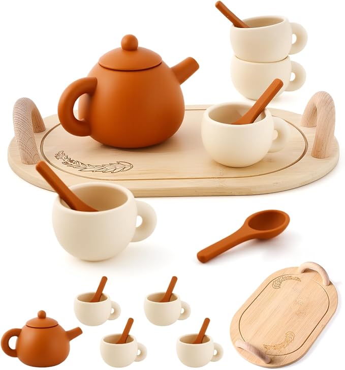 Silicone Tea Set for Toddlers – Kids Tea Set for Girls & Boys, Pretend Play Tea by Samonyed
