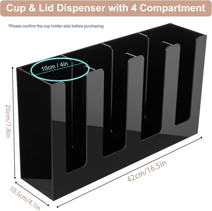 Coffee Cup Holder, Cup and Lid Organizer fits 5 to 16 oz Disposable Cups | - Image 2