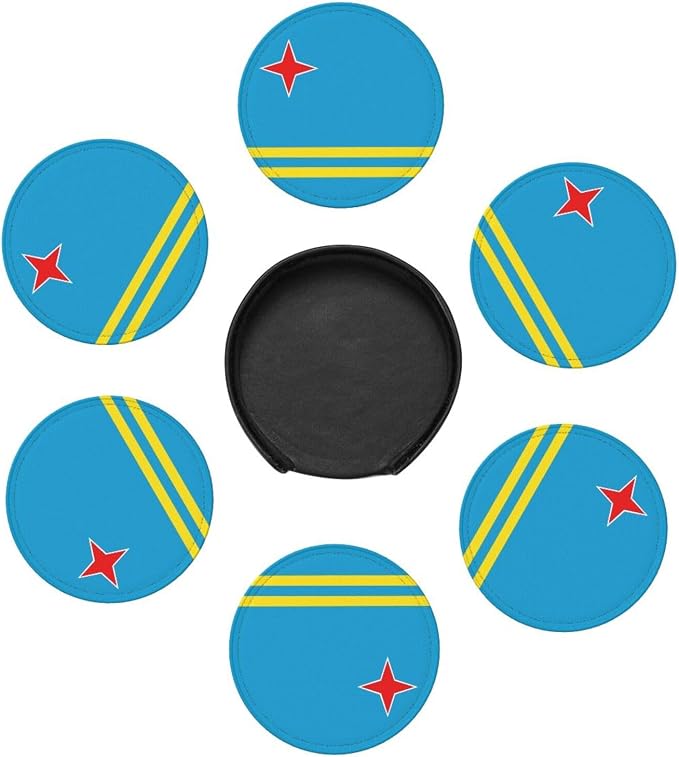6 Pack Aruba Flag Leather Coaster - Image 3