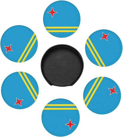 6 Pack Aruba Flag Leather Coaster - Image 3