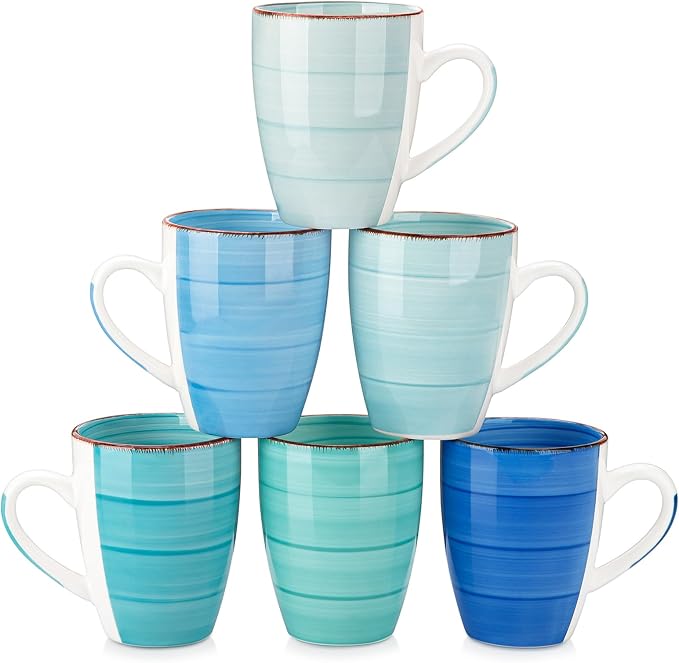 vancasso Bonita 16 Oz Large Coffee Mugs Set of 6, Ceramic Coffee Cups by vancasso