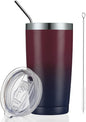 COMOOO 20oz Double Wall Vacuum Insulated Travel Mug, Stainless Steel Tumbler with Lid and Straw Durable Powder Coated Insulated Coffee Cup for Cold & Hot Drinks（Mystery Moon, 1 Pack）
