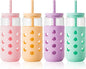 Mrsdry 20 oz Glass Cups with Lids and Straws by Mrsdry