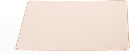 Nikalaz Set of Small 4 Table Mats and 4 Coasters, Recycled Leather, Place Mats 15.7'' x 11.8'' and Coasters 3.9'' x 3.9'' (Creamy White with Light Pink Nuance)