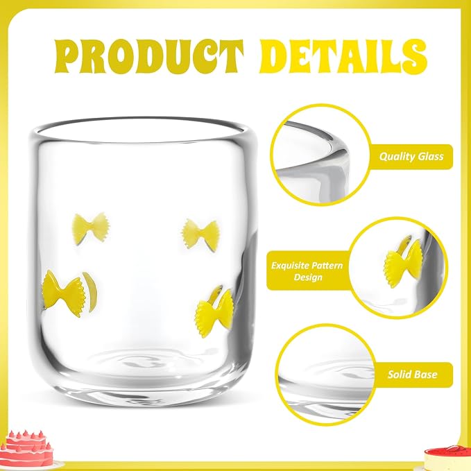 SiliFine 2 PCS Farfalle Pasta Icon Juice Glasses - 14oz Farfalle Pasta Stemless - Image 4