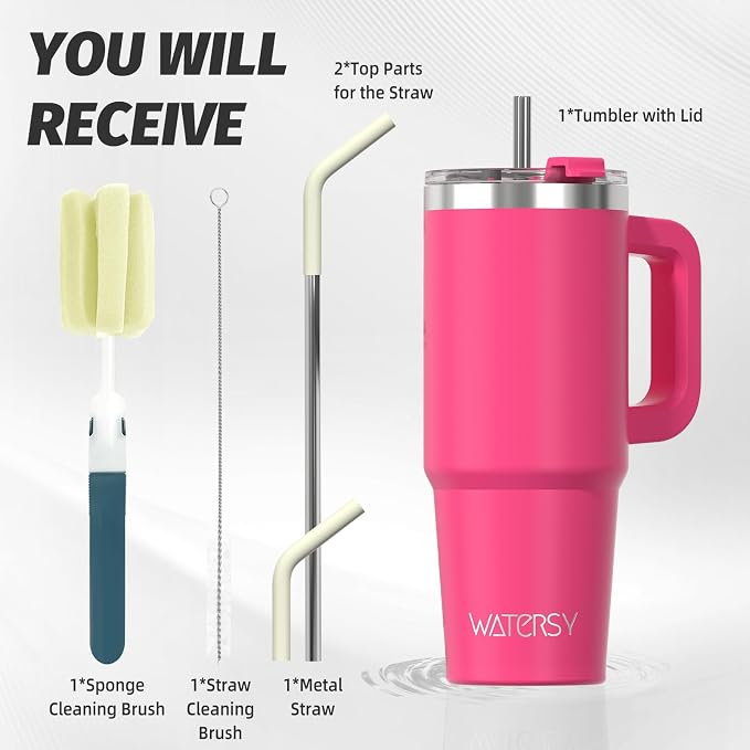 20 oz Tumbler with Handle, Tumbler with Lid and Straw, Double Wall Insulated - Image 2