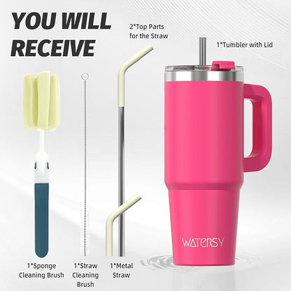 30 oz Tumbler with Handle, Tumbler with Lid and Straw, Double Wall Insulated - Image 3